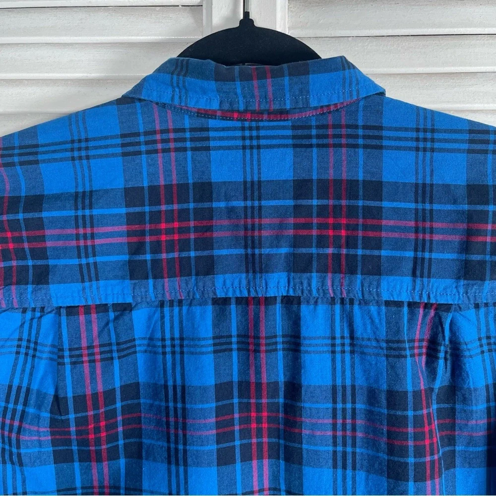 The Children’s Place Boys Plaid Poplin Button-Down Shirt – Blue (XXL / 16)